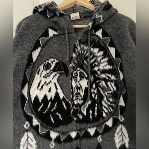RARE Yari Artesanians  Cowichan indian native eagles wool spellout hoodi…